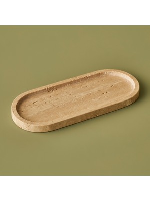 UltraMint Ege Doğal Traverten Oval Dekoratif Tabak 12X28 cm