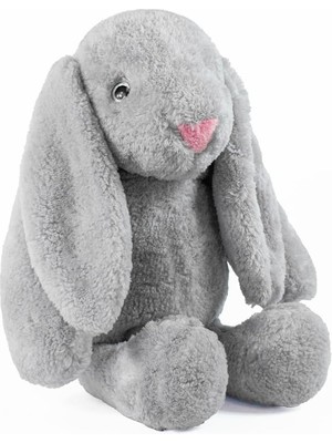 Storemax Peluş Tavşan 40 cm Uzun Kulaklı Yumuşak Uyku Arkadaşı, Ponçik Sarkık Kulaklı Doldurulabilir Oyuncak (Gri)