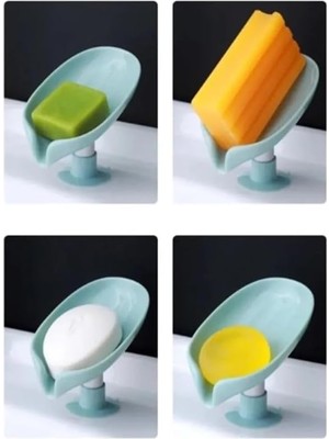 Storemax A1 Vantuzlu Sabunluk, Su Giderli Yaprak Şeklinde Sabunluk, Mutfak Banyo Süngerliği ve Sabunluğu (1 Adet)