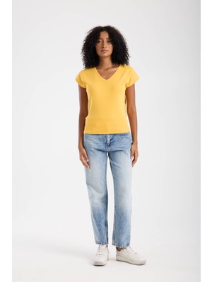 Vita Fortuna V Yaka Kolsuz Kadın Basic T-Shirt - VK0054