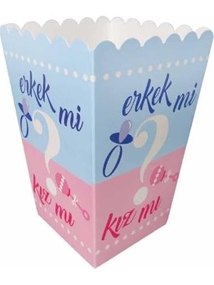 Storemax Partinity Kız Mı Erkek Mi Popcorn Kutusu, 8'li Set, Baby Shower ve Cinsiyet Partisi Için Mısır Kutuları, Mavi-Pembe