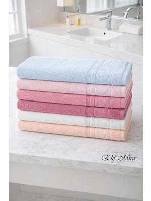Elif Mira 6 Lı El Yüz Havlusu Seti %100 Pamuklu 50X90 cm Pure Cotton