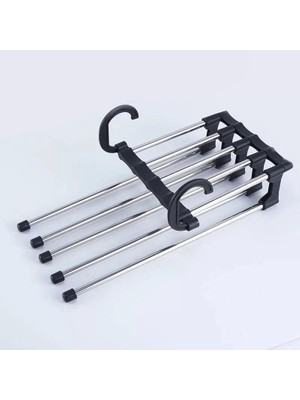 Storemax 2 Katlı Katlanabilir 5'li Pantolon Askısı,pantolon,kravat,etek Için Organizer Askı (Siyah)