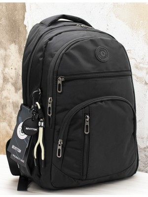Bevitton Su Geçirmez Kumaş Okul Çantası Unisex Siyah Okul Sırt Çantası 1700