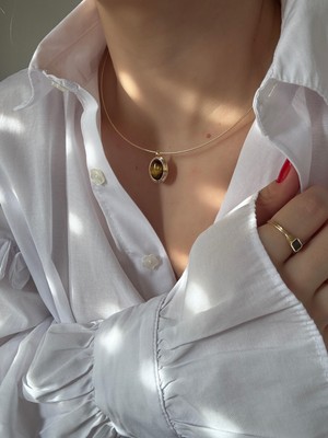 Alice İsstanbul Kahverengi Oval Taşlı Choker Kolye