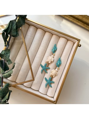 Alice İsstanbul Turkuaz Metalik Görünümlü Kaplumbağa Küpe