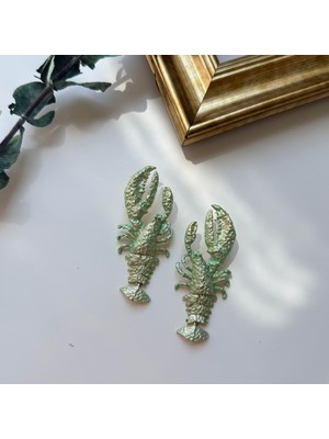 Alice İsstanbul Su Yeşili Metalik Görünümlü Istakoz Küpe