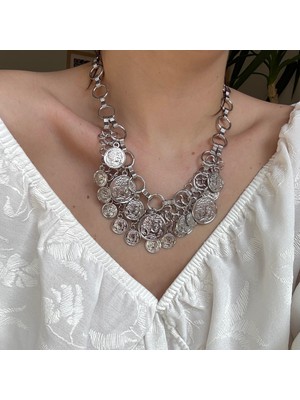 Alice İsstanbul Silver 2 Sıra Madalyon Kolye