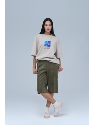 Saw Urbanity Shining Stars Oversize Tişört Kadın Stone