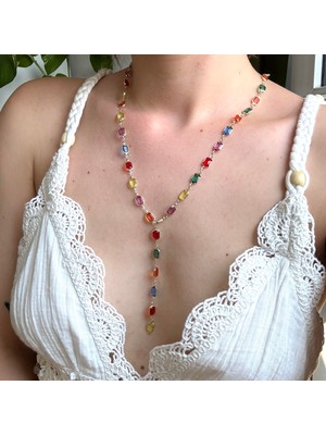 Alice İsstanbul Renkli Kristal Taşlı Y Kolye