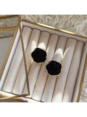 Alice İsstanbul Marka Siyah Gül Küpe