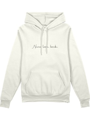 The Lucid Lab Never Look Back Oversize Hoodie - Beyaz