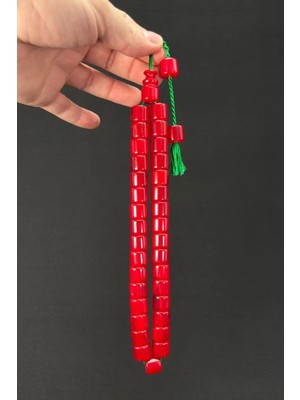 Kelle Boy Bakalit 8X13 Kırmızı Dik Hareli Sıkma Tespih