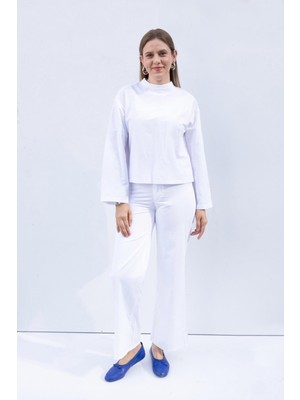 ALLDAY BEYAZ01-GENIŞ Paça Likralı Pantolon