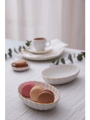 UltraMint 15 cm Oval Kase Bone Luz Form 2 Parça Altın File, Şık ve Zarif Tasarım