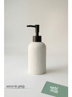 VarBiFırsat Modern Desenli Seramik Sabunluk 180 ml