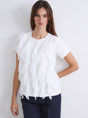 Lc Waikiki Yeni Sezon Bisiklet Yaka Fırfırlı Bluz