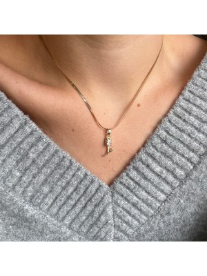 Alice İsstanbul Çelik Italyan Zincirli Taşlı Gül Kolye