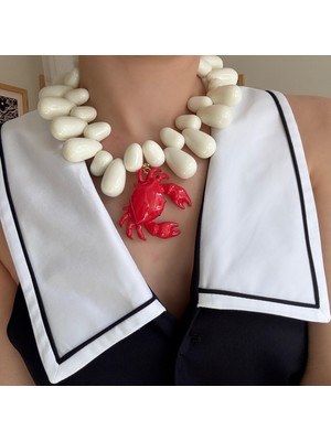 Alice İsstanbul Boncuklu Kırmızı Yengeç Kolye