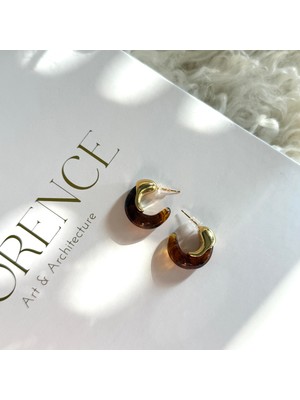 Alice İsstanbul Kahve Akrilik Mini Halka Küpe