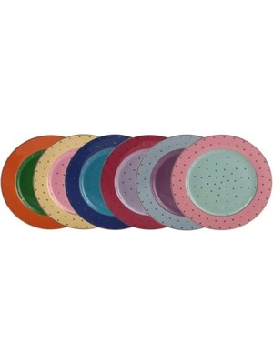 UltraMint 6 Renkli Puantiyeli 6 Kişilik Pasta Tabakları Seti