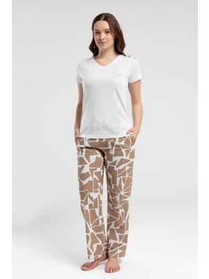 Pierre Cardin Paris Kadın Beautiful V Yaka Kısa Kollu Desenli Pijama Takım