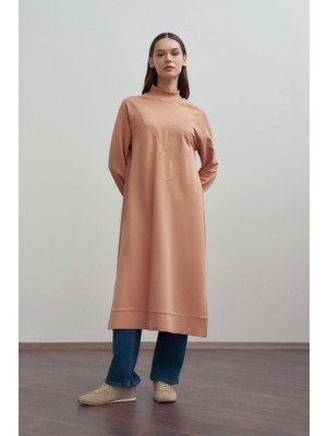 ALLDAY Somon-Pamuklu Nakışlı Uzun Tunik