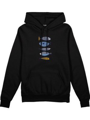 The Lucid Lab Marine Pattern Study Oversize Hoodie - Siyah