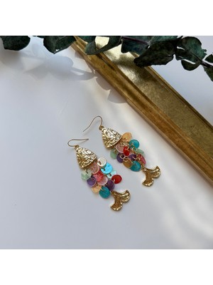 Alice İsstanbul Renkli Pullu Balık Küpe