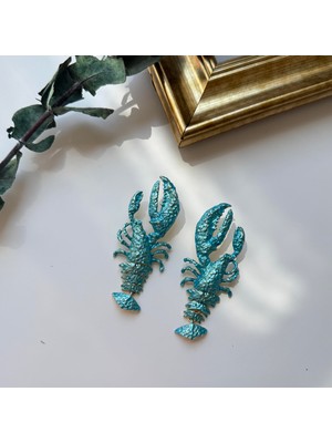 Alice İsstanbul Turkuaz Metalik Görünümlü Istakoz Küpe