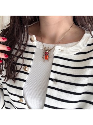 Alice İsstanbul Turuncu Mineli Böcek Kolye