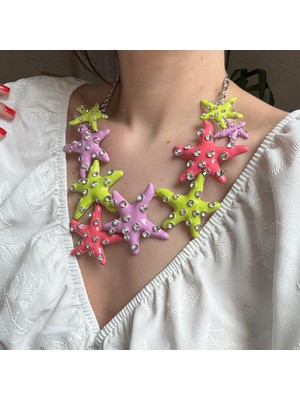 Alice İsstanbul Marka Taşlı Renkli Deniz Yıldızı Kolye