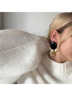 Alice İsstanbul Siyah Amber Küpe