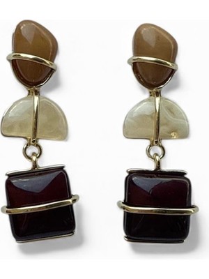 Alice İsstanbul Gold Detaylı Kahve Akrilik Küpe