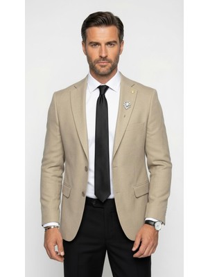 Plus Scorpion Erkek Slim Fit Klasik Ceket Dokulu Kumaş Modern Kesim