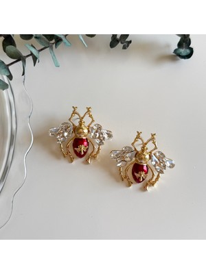 Alice İsstanbul Bordo Taşlı Arı Küpe