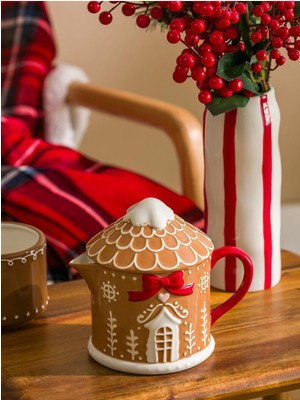 PremiumPort Yılbaşı Temalı 590 ml Seramik Demlik, Şık ve Zarif Tasarım