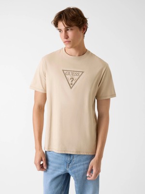 Guess Kısa Kollu Bisiklet Yaka Terry Logolu Erkek Kahverengi T-Shirt M6RI23K8FQ4-G1DR