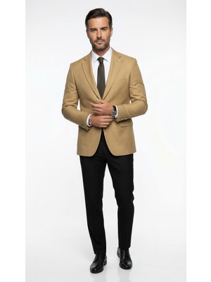 Plus Scorpion Erkek Slim Fit Klasik Ceket Dokulu Kumaş Modern Kesim