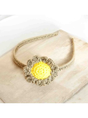 Lal Dizayn El Yapımı Örgü Çiçek Detaylı Taç