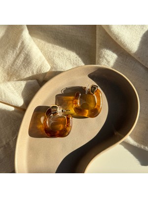 Alice İsstanbul Dalgalı Halka Akrilik Kahve Küpe