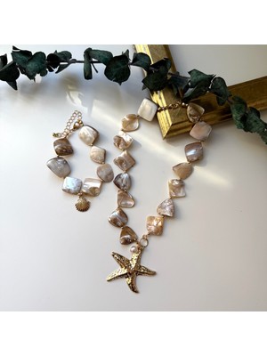 Alice İsstanbul Sedef Taşlı Deniz Yıldızı Kolye&bileklik Set