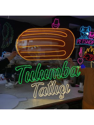 Neonled Tulumba Tatlısı Görsel Baskılı Neon LED Figür & Yazı Tabela (100X110 Cm) Dekoratif Aydınlatma