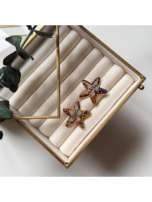 Alice İsstanbul Renkli Taşlı Deniz Yıldızı Küpe