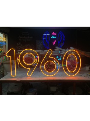 Neonled 1960 Kasap & Et & Şarküteri Görsel Baskılı Özel Tasarım Neon LED Figür & Yazı Tabela (150X56 Cm)