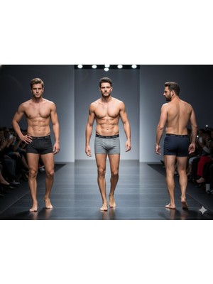 Berrak 4475 Pamuklu Siyah-Lacivert-Gri Erkek Boxer 3'lü Paket