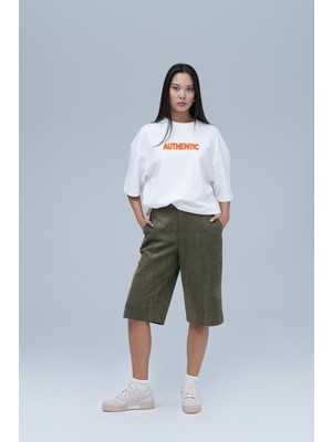 Saw Urbanity Authentic Oversize Tişört Kadın Ekru