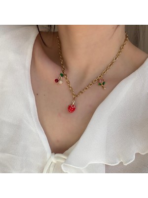 Alice İsstanbul Çelik Çilek Charm Kolye