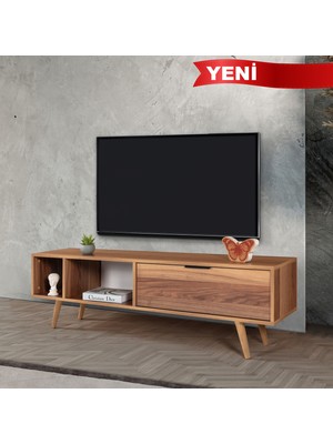 EVMO Home 3643 Venüs Tv Ünitesi 160 cm ( Ahşap Ayaklı , Metal Kulplu ) Söğüt