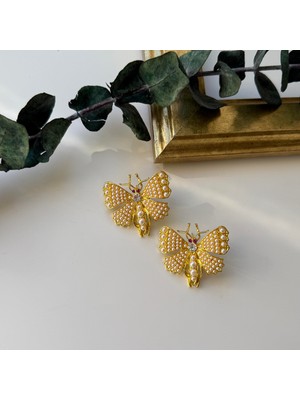 Alice İsstanbul Incili Kelebek Küpe